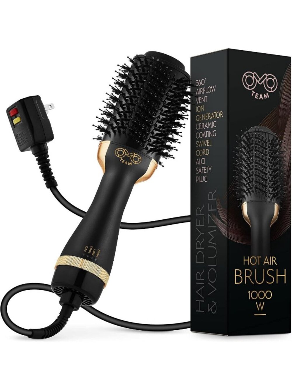 Hot Air Blowout Dryer Brush & Volumizer for Women - Oval Design, 75MM, Black